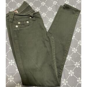 True Religion Casey Green Jeans Skinny Denim Low Rise Stretch Womens Sz 28x30 A7